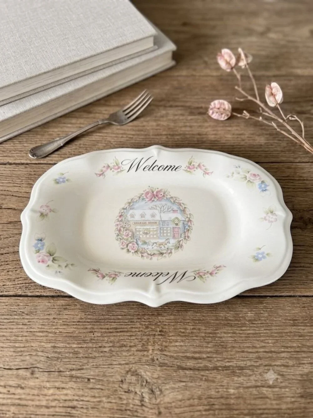 Vintage Pfaltzgraff Christmas Heritage Serving Platter Welcome To Our Home Tray